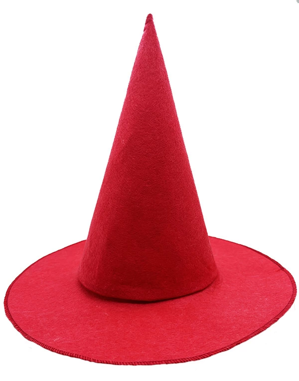 Kırmızı Renk Keçe Cadı Şapkası Yetişkin Çocuk Uyumlu 35x38 Cm - Image 1