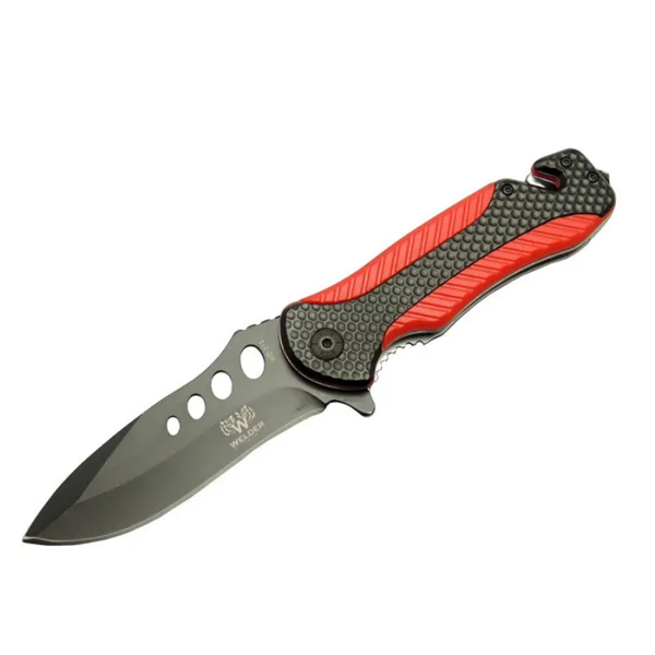 Kurtarma Çakısı Kırmızı 22 Cm Yarı Otomatik , Kemerlikli - Image 1