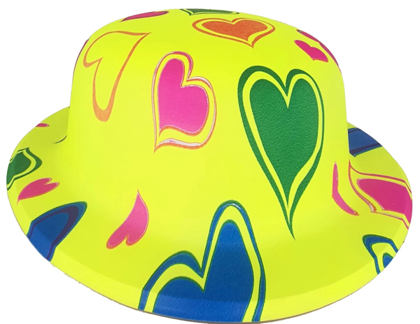 Plastik Neon Desenli Uv Işık Parti Şapkası Sarı 1 Adet - Image 1
