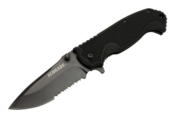 Schrade 5-1 Siyah Kamp Çakı 20cm- Yarı Otomatik, Testere Detaylı, Kemerlikli - Image 1