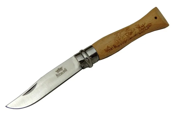 T0195 Bahçe Çakı 16 Cm - Ahşap Sap, Bilezikli, Kılıflı - Image 1