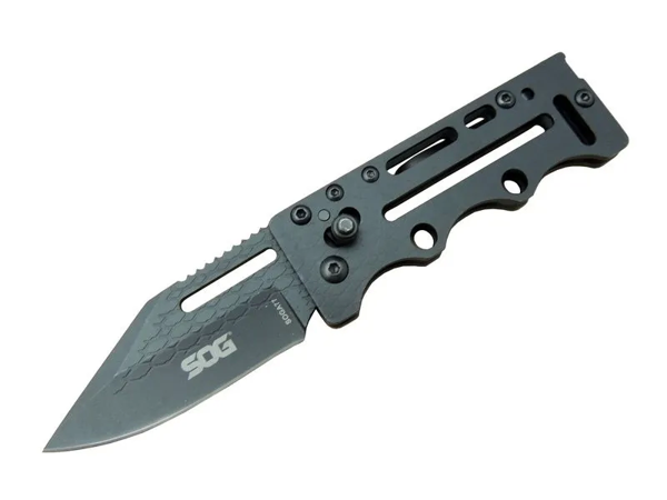 Sog Ac77bk Siyah Yaprak Kamp Çakı 15 Cm - Metal Sap, Kılıflı - Image 1
