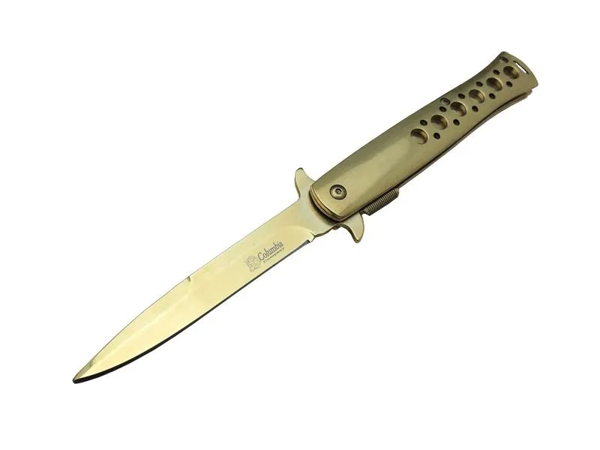 Tac-force 1111a T-lite Gold Kamp / Av Çakısı 23cm- Yarı Otomatik, Metal Sap, Kemerlikli - Image 1