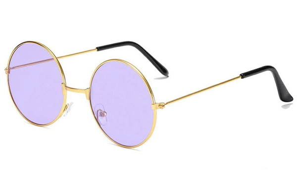 Yulak Cam John Lennon Tarzı Gold Çerçeveli Mor Gözlük - Image 1