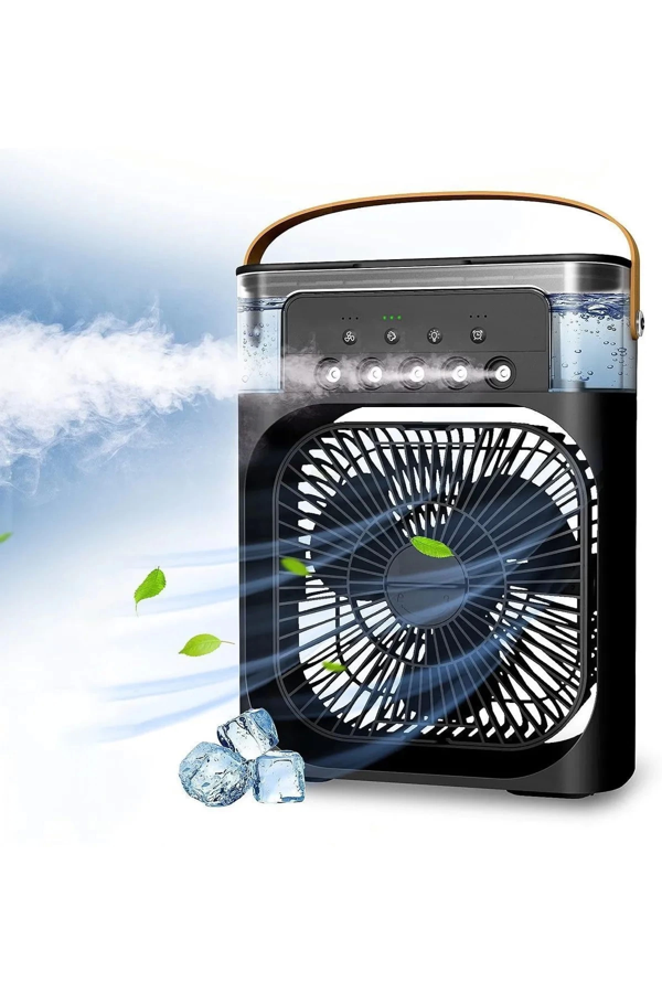 Taşınabilir Işıklı 5 Spreyli Vantilatör Buzlu Buharlı Vantilatör Mini Fan Nemlendirici - Image 1