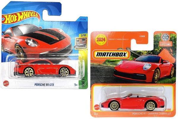 2 Araç Set - Matchbox Porsche 911 Carrera Cabriolet & Hot Wheels Porsche 911 GT3 (1/64) - Image 1