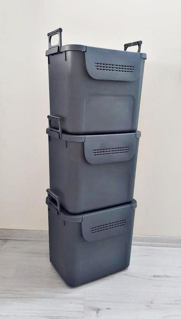 Geseus Motek  Mybox 3x30 Litre Kulplu Çok Amaçlı Organizer Saklama Kutusu-MT-35 - Image 1