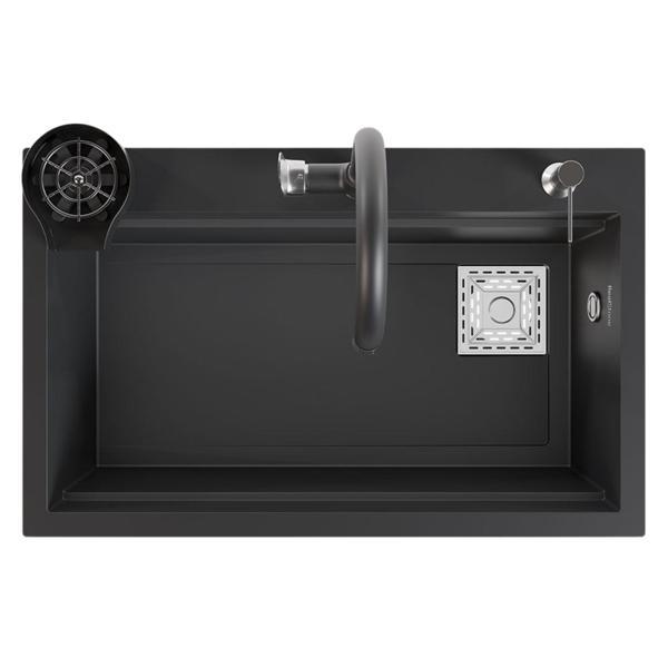 Real Stone Hermes Granit Akıllı Eviye Seti Antrasit 75.5X47 cm - Image 1