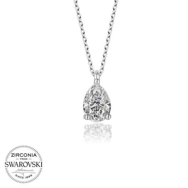 Swarovski Taşlı Gümüş Damla Tektaş Bayan Kolye SL4174 - Image 1