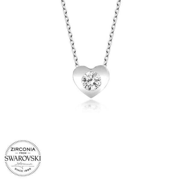 Swarovski Taşlı Gümüş Kalp Bayan Kolye SL4176 - Image 1