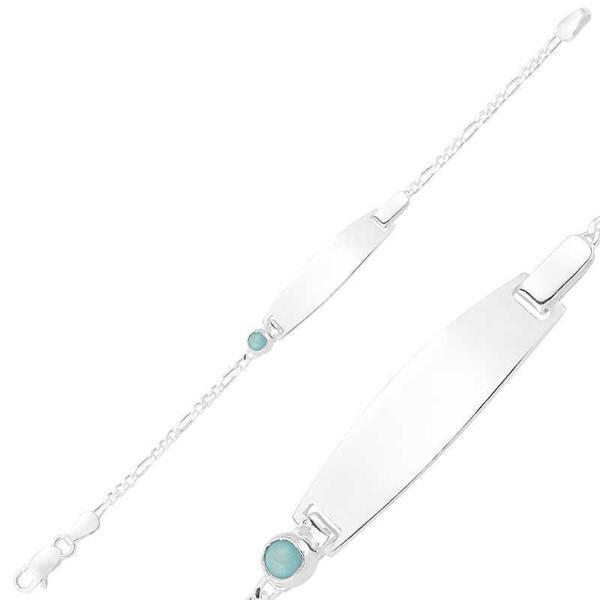 Gümüş Mavi Boncuklu Plaka Çocuk Bileklik SL11885 - Image 1