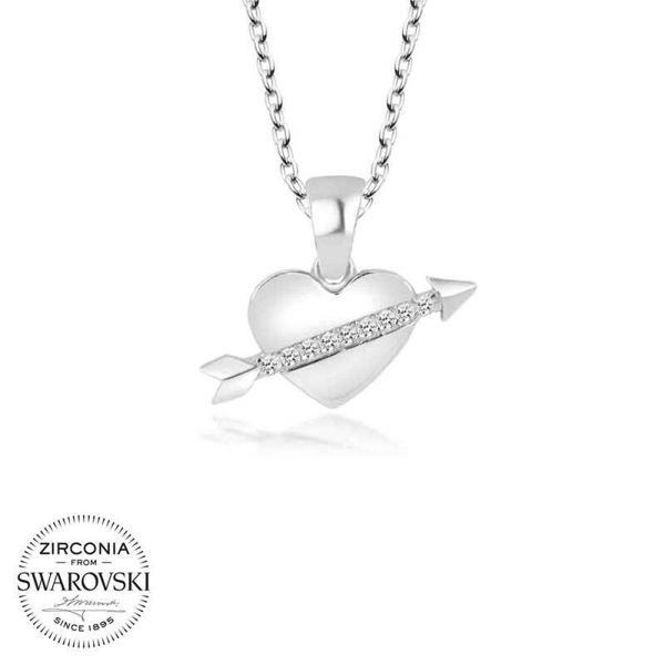 Swarovski Taşlı Gümüş Kalp Bayan Kolye SL4158 - Image 1