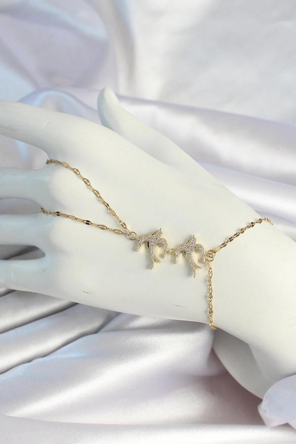 316L Çelik Zincirli Gold Renk Kuş Figürlü Şahmeran SL12046 - Image 1