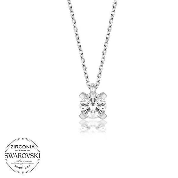 Swarovski Taşlı Gümüş Tektaş Bayan Kolye SL4214 - Image 1