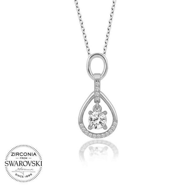 Swarovski Taşlı Gümüş Tektaş Bayan Kolye SL4107 - Image 1