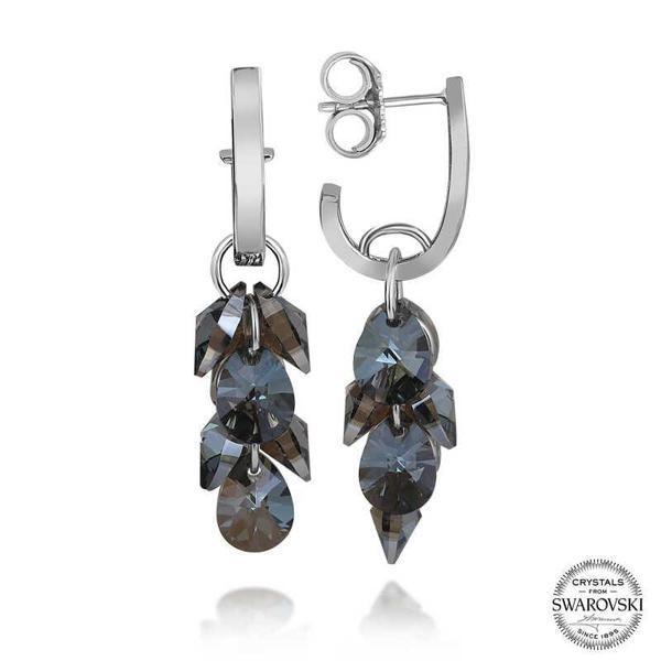Swarovski Crystal Taşlı Gümüş Salkım Sallantılı Çivili Kadın Küpe  SL5138 - Image 1