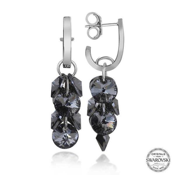Swarovski Crystal Taşlı Gümüş Salkım Sallantılı Çivili Kadın Küpe  SL5139 - Image 1