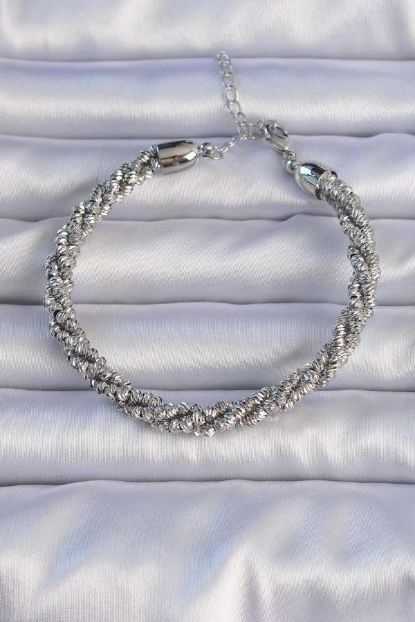 Pirinç Gümüş Renk Sarmal Model Bileklik - Image 1