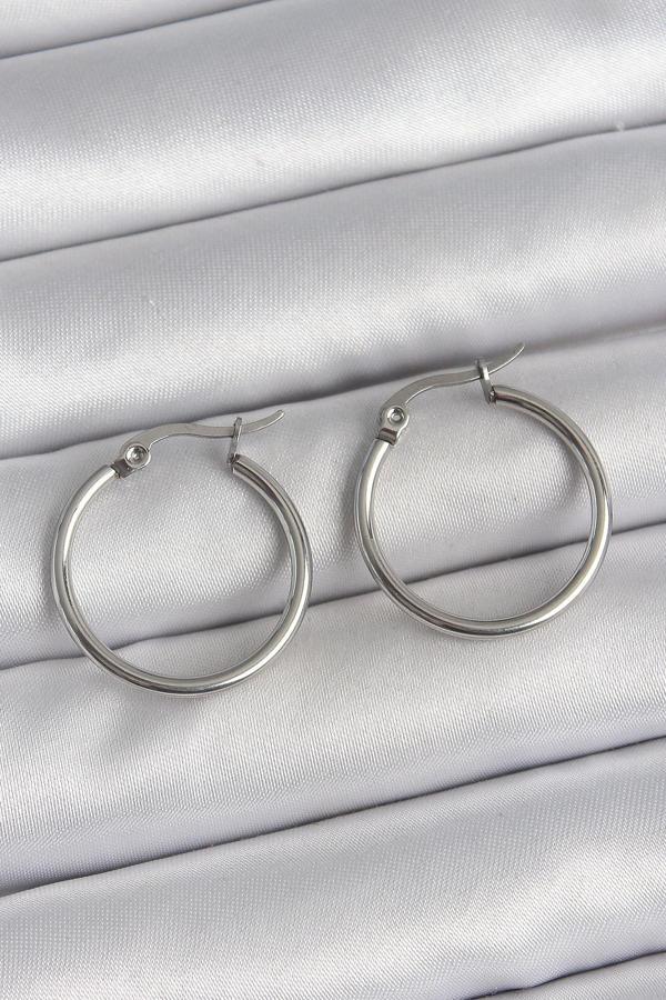 316 Çelik Gümüş Renk 22 mm Halka Model Kadın Küpe SL11769 - Image 1