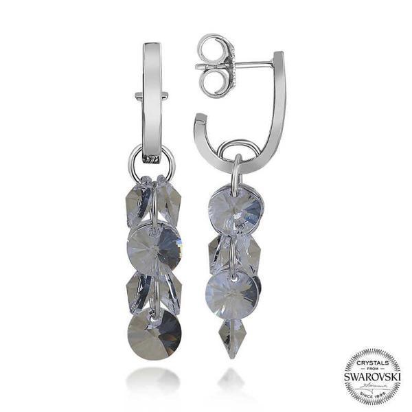 Swarovski Crystal Taşlı Gümüş Salkım Sallantılı Çivili Kadın Küpe SL5137 - Image 1