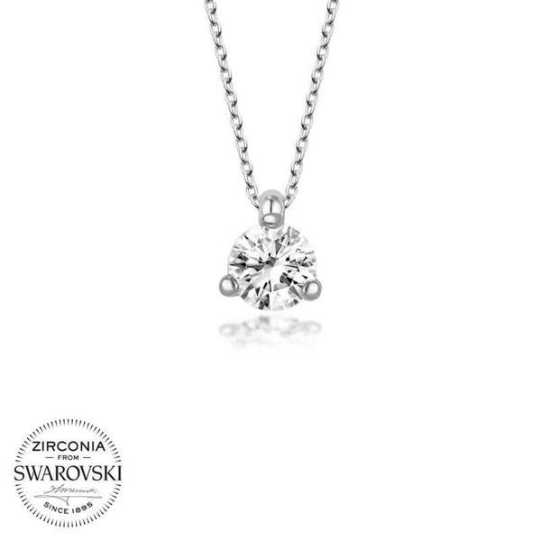 Swarovski Taşlı Gümüş Tektaş Bayan Kolye SL4212 - Image 1