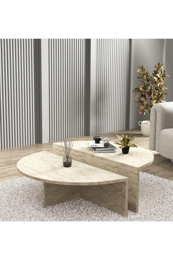Cool Home Venüs Orta Sehpa Traverten (Mermer Desen) - Image 1