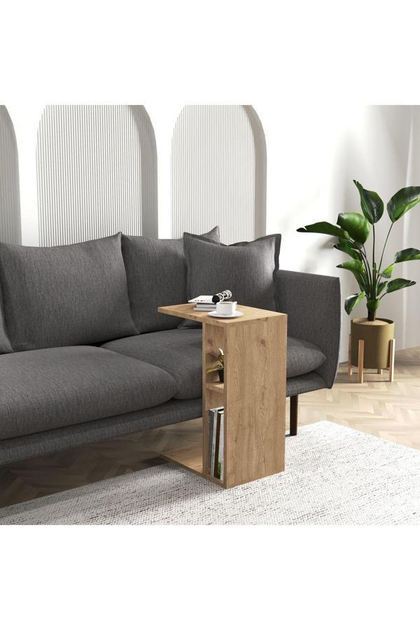 Cool Home Vera Yan Sehpa , Servis Sehpası Sepet ( Meşe ) - Image 1