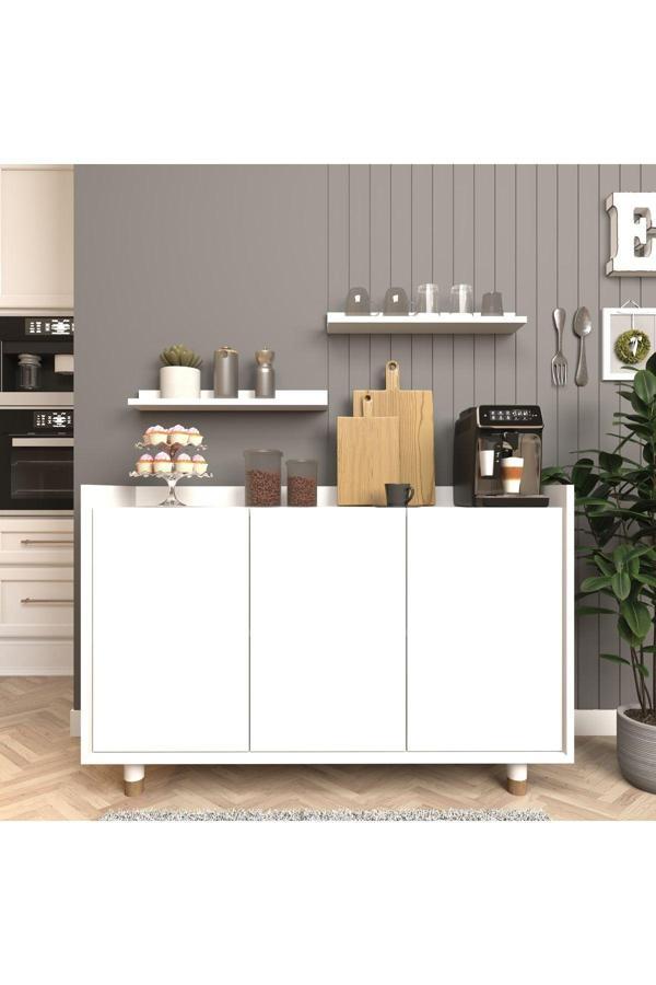 Cool Home Bono Raflı Kahve Köşesi , Çok Amaçlı Dolap , Konsol , Beyaz - Image 1
