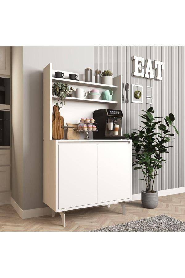 Cool Home Salt Kahve Köşesi , Raflı Çok Amaçlı Dolap Beyaz - Image 1