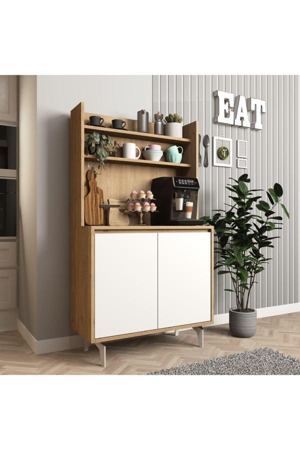 Cool Home Salt Kahve Köşesi , Raflı Çok Amaçlı Dolap Sepet - Beyaz - Image 1