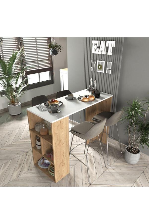 Cool Home Pan Kahve Köşesi , Yemek Masası , Mutfak Masası , Ada , Bar Masası , Beyaz - Sepet - Image 1