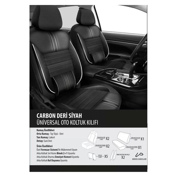 Subaru Impreza Koltuk Kılıfı Carbon Deri Siyah - Image 1