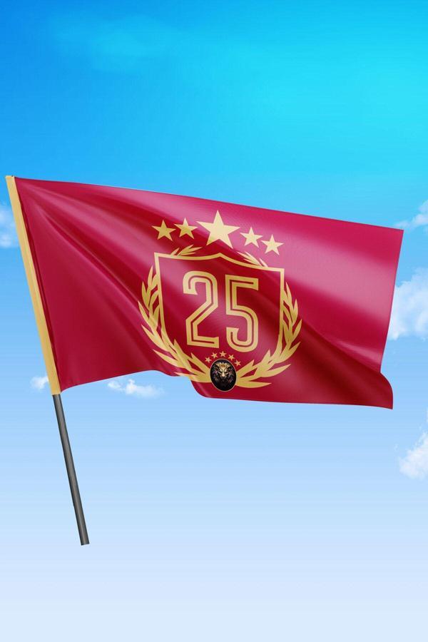 Bizon Reklam Sopalı Taraftar Bayrak (25. Şampiyonluk Bayrağı) 70X100 Cm - Image 1