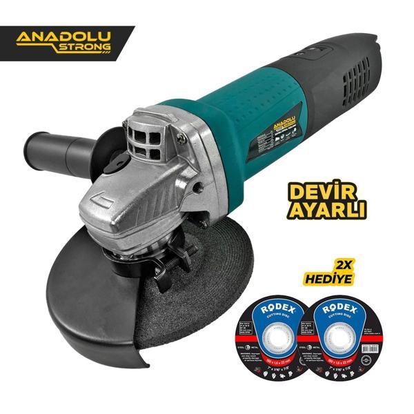 Anadolu Strong ANS1006 Devir Ayarlı Spral Taşlama 1100 watt 125 mm Disk Çapı 2 Adet Disk Hediye - Image 1