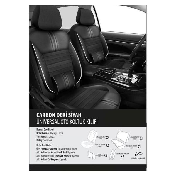 Chevrolet Lacetti Koltuk Kılıfı Carbon Deri Siyah - Image 1