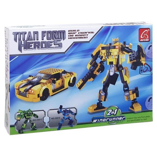 Ausini Titan Form Heroes 244 Parça 2 in 1 Araca Dönüşen Sarı Robot - Image 1