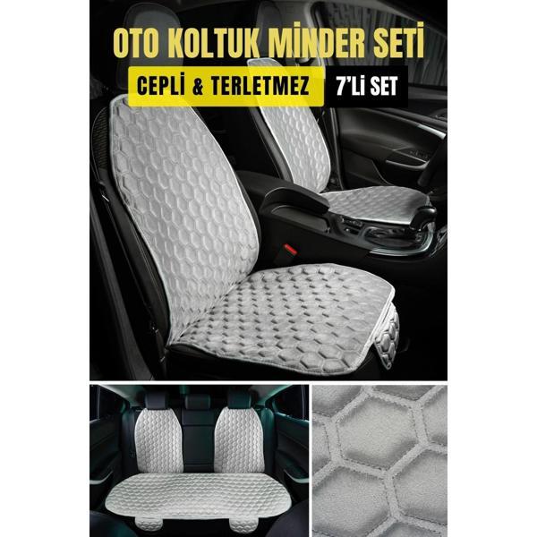 PREMİUM BABYFACE KUMAŞ OTO MİNDER SETİ GRİ( 7 PARÇA) - Image 1