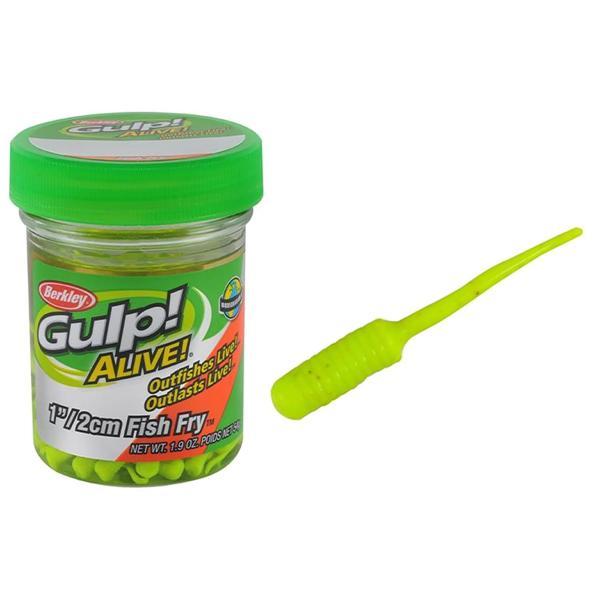 Berkley Gulp Alive Fish Fry 2cm LRF Silikonu Chartreuse - Image 1