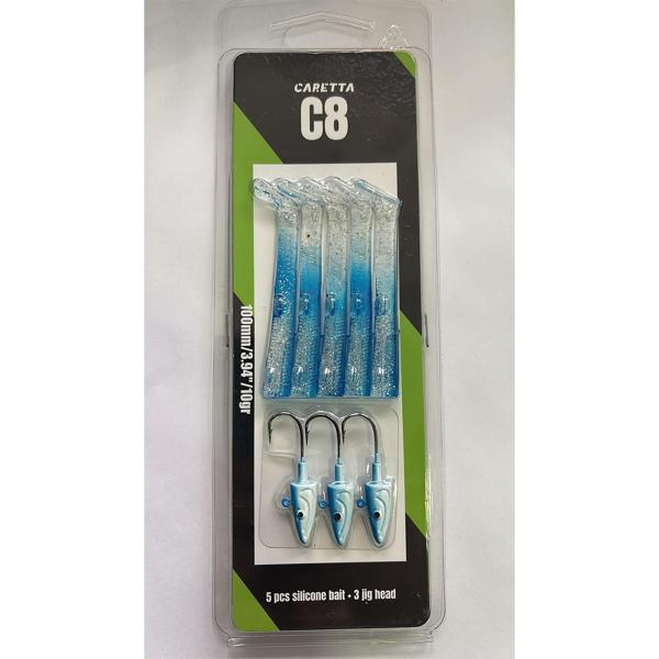 Caretta C8 10cm 10gr 5+3 Silikon Yem Silver Blue - Image 1