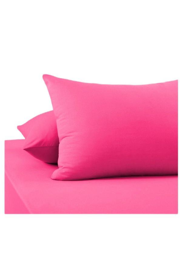 More Home Fuşya Renkli Pamuklu Kumaş Kapaklı Yastık Kılıfı (2 Adet) 50 x 70 cm - Image 1