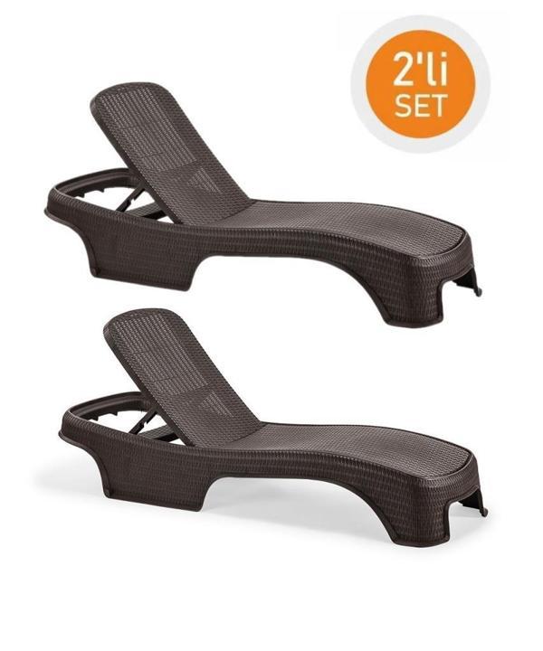 Omnipazar SY-2536 Kahverengi Brezza Royal Rattan Lüks Şezlong 2'li Set - Image 1
