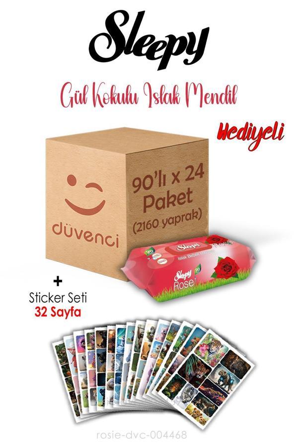 Gül Kokulu Islak Havlu Sleepy 90x24 (2160  yaprak) ve Sticker Seti 32 Sayfa - Image 1