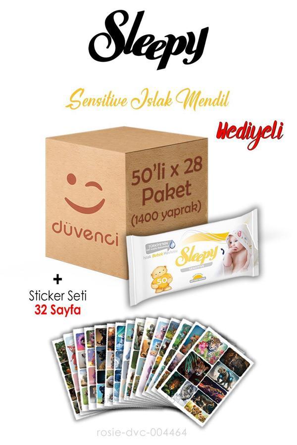 Sensitive Sleepy Islak Havlu 50x28 (1400  yaprak) ve Sticker Seti 32 Sayfa - Image 1
