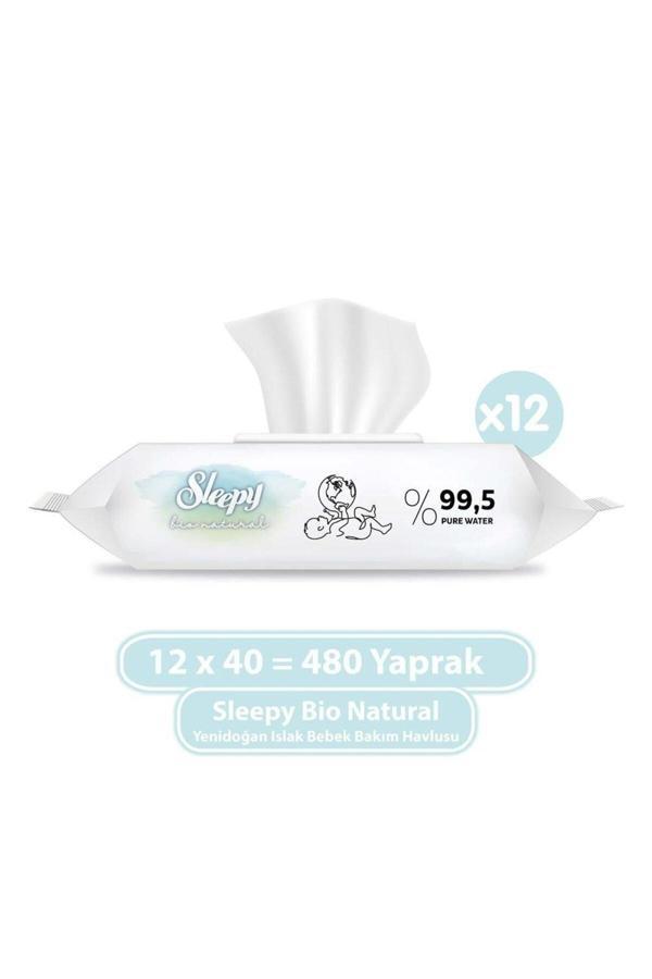 Sleepy Bio Natural Yenidoğan Islak Havlu 40'lı x 12 Adet - Image 1