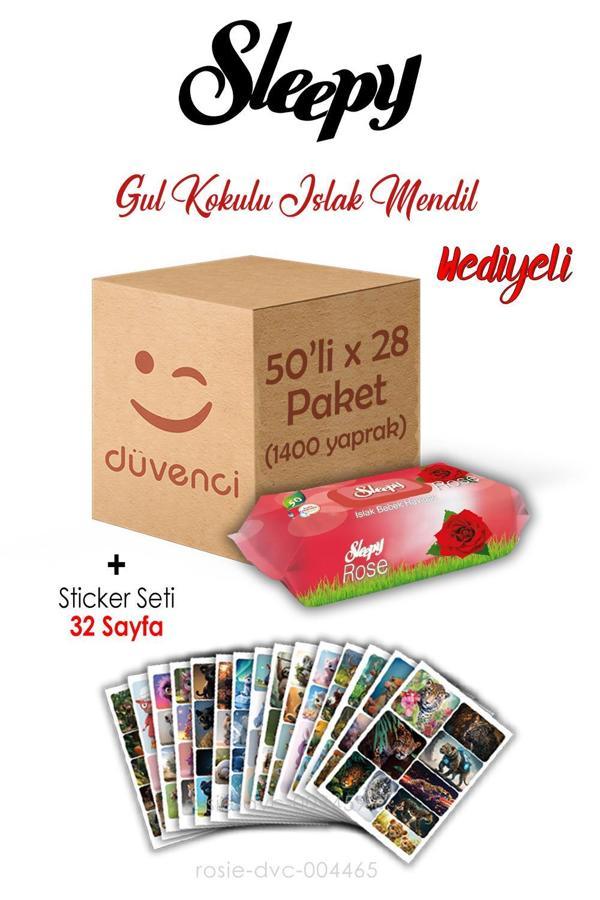 Sleepy Gül Kokulu Islak Havlu 50x28 (1400  yaprak) ve Sticker Seti 32 Sayfa - Image 1