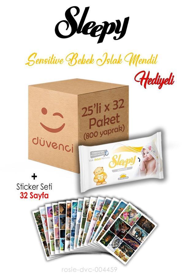 Sleepy Sensitive Islak Mendil 25x32 (800  yaprak) ve Sticker Seti 32 Sayfa - Image 1