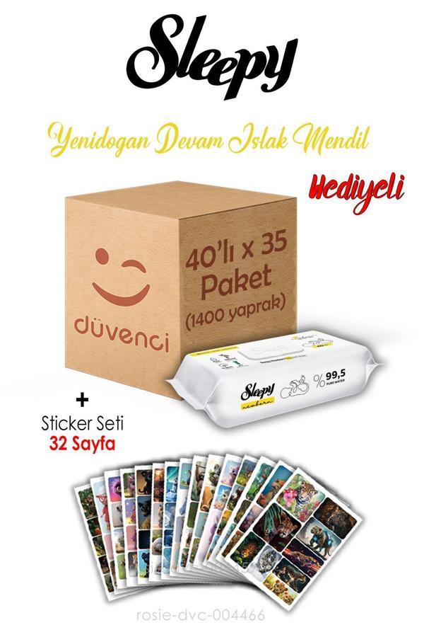 Sleepy Yenidoğan Devam Islak Havlu 40x35 (1400  yaprak) ve Sticker Seti 32 Sayfa - Image 1