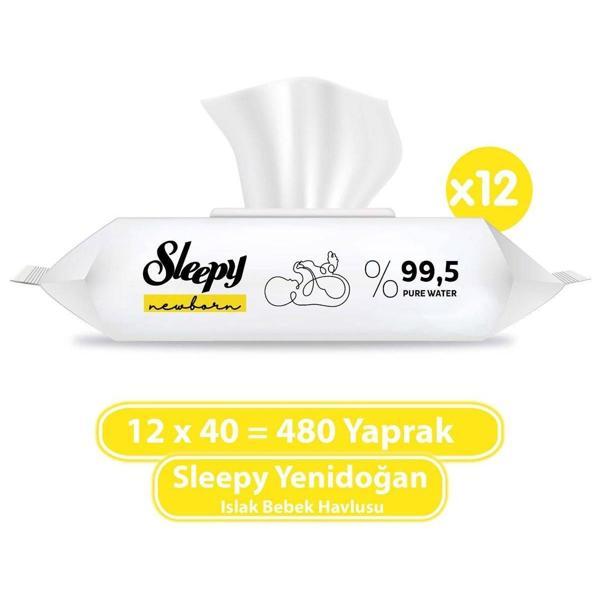 Sleepy Yenidoğan Islak Bebek Havlusu 12x40 (480 Yaprak) - Image 1