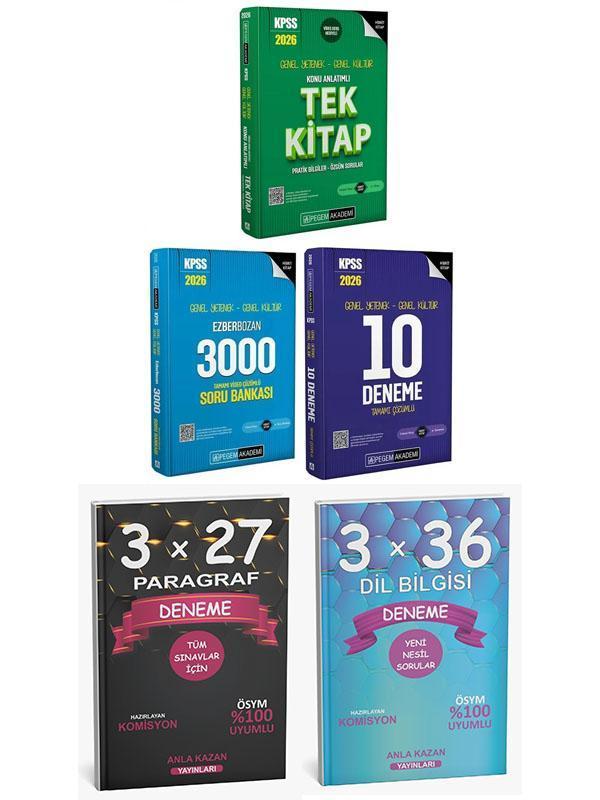 Pegem 2026 KPSS GYGK Tek Konu + 3000 Soru + 10 Deneme + Paragraf Dil Bilgisi Deneme 5 li Set - Pegem Akademi Yayıncılık - Image 1