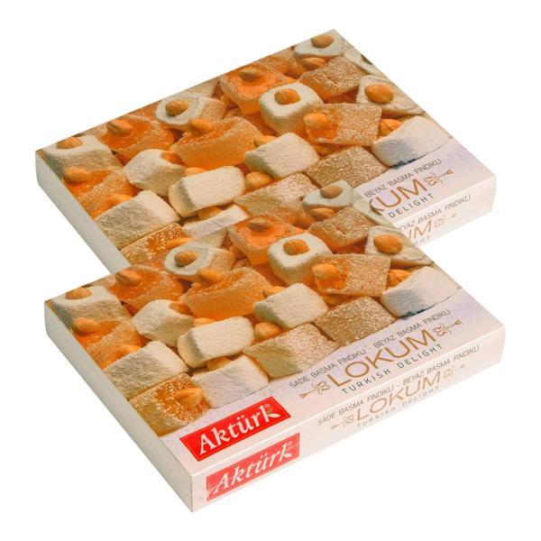 Aktürk Lokum Sade ve Beyaz Fındıklı 750 gr x 2 Adet - Image 1